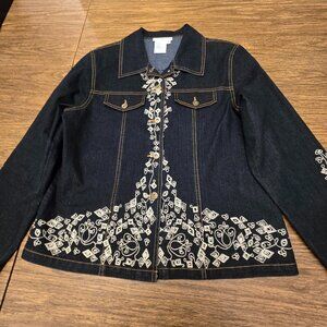 GREAT CAVALIER Women's Vintage Bedazzled Denim L/S Jacket - Size Medium